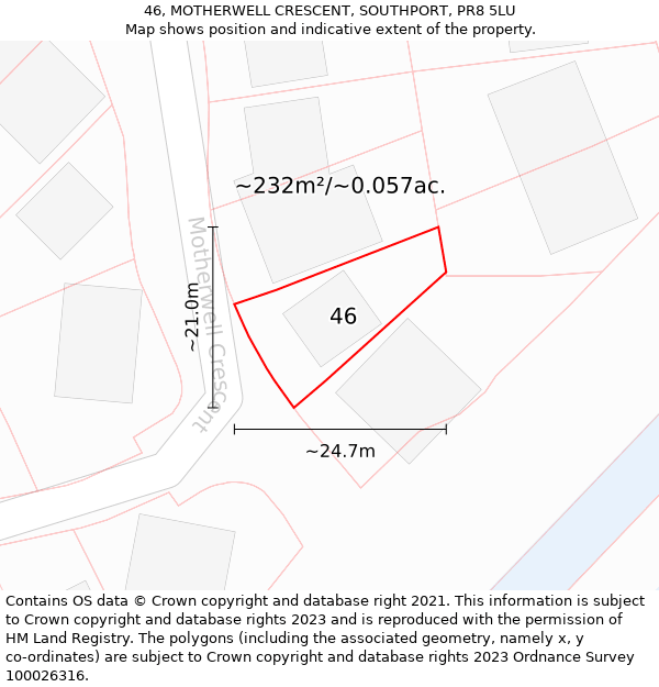 46, MOTHERWELL CRESCENT, SOUTHPORT, PR8 5LU: Plot and title map