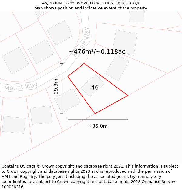 46, MOUNT WAY, WAVERTON, CHESTER, CH3 7QF: Plot and title map