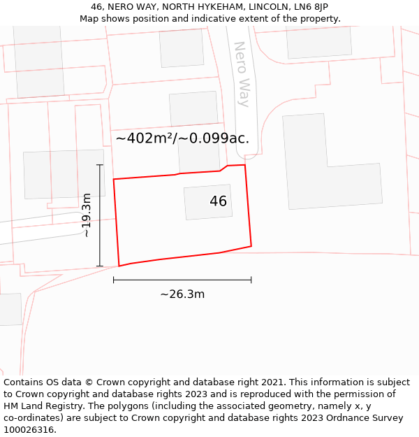 46, NERO WAY, NORTH HYKEHAM, LINCOLN, LN6 8JP: Plot and title map