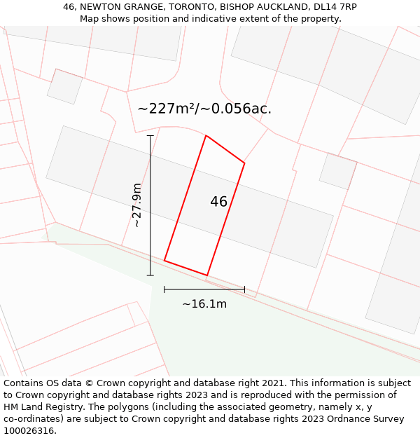 46, NEWTON GRANGE, TORONTO, BISHOP AUCKLAND, DL14 7RP: Plot and title map