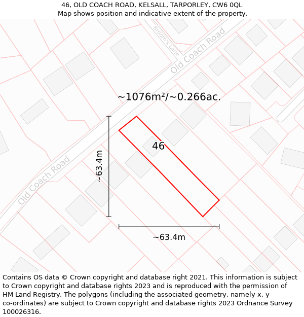 46, OLD COACH ROAD, KELSALL, TARPORLEY, CW6 0QL: Plot and title map