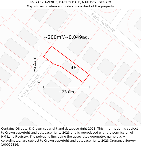 46, PARK AVENUE, DARLEY DALE, MATLOCK, DE4 2FX: Plot and title map