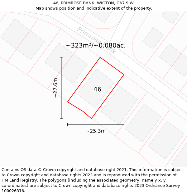 46, PRIMROSE BANK, WIGTON, CA7 9JW: Plot and title map