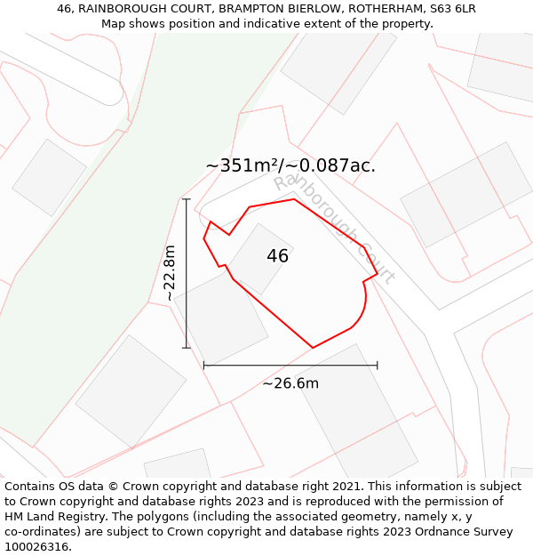 46, RAINBOROUGH COURT, BRAMPTON BIERLOW, ROTHERHAM, S63 6LR: Plot and title map