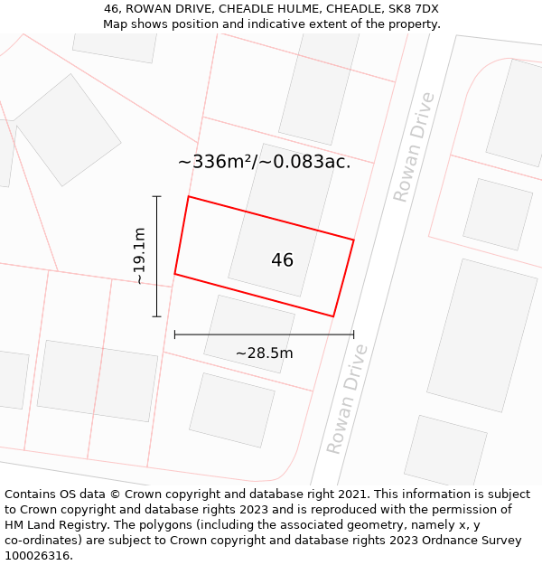 46, ROWAN DRIVE, CHEADLE HULME, CHEADLE, SK8 7DX: Plot and title map