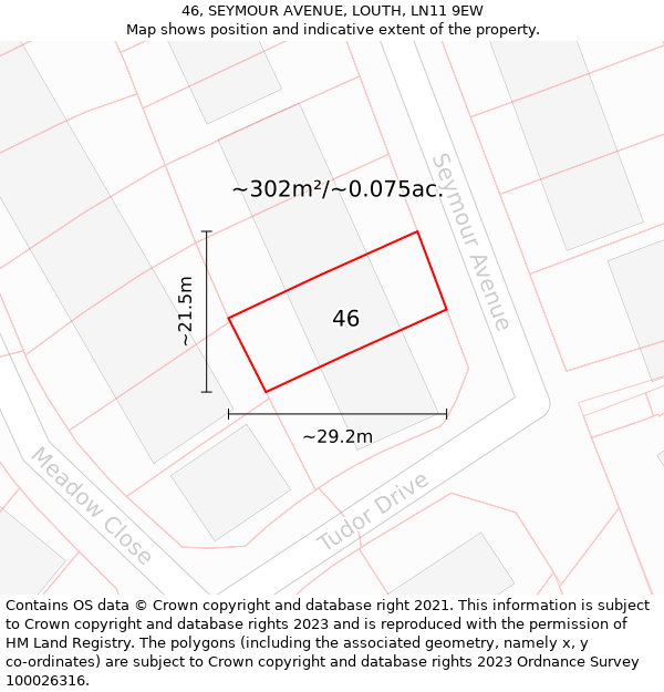 46, SEYMOUR AVENUE, LOUTH, LN11 9EW: Plot and title map