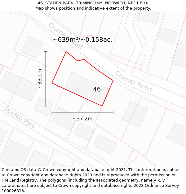 46, STADEN PARK, TRIMINGHAM, NORWICH, NR11 8HX: Plot and title map