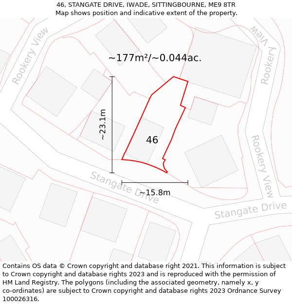 46, STANGATE DRIVE, IWADE, SITTINGBOURNE, ME9 8TR: Plot and title map