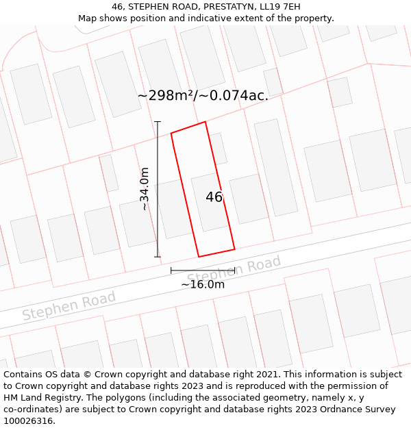 46, STEPHEN ROAD, PRESTATYN, LL19 7EH: Plot and title map