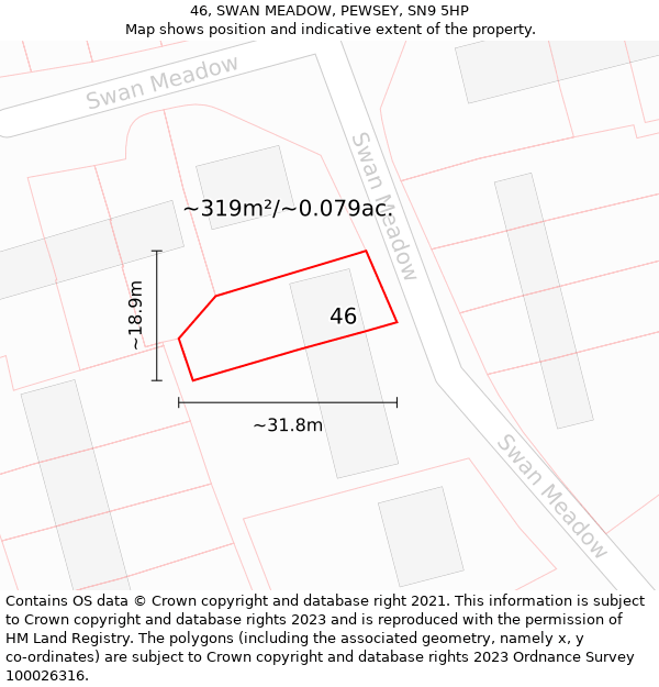 46, SWAN MEADOW, PEWSEY, SN9 5HP: Plot and title map