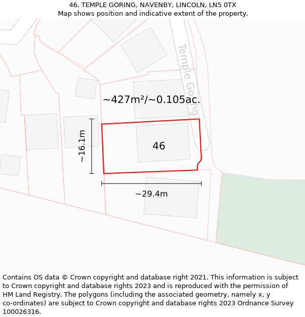 46, TEMPLE GORING, NAVENBY, LINCOLN, LN5 0TX: Plot and title map