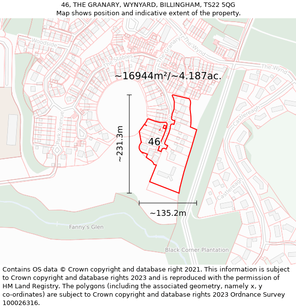 46, THE GRANARY, WYNYARD, BILLINGHAM, TS22 5QG: Plot and title map