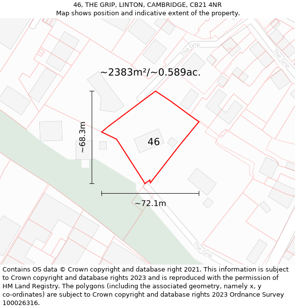 46, THE GRIP, LINTON, CAMBRIDGE, CB21 4NR: Plot and title map