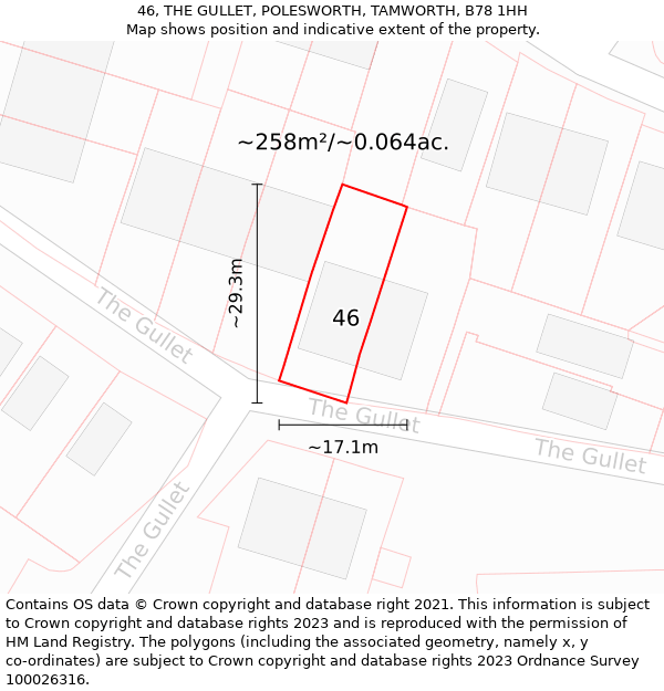 46, THE GULLET, POLESWORTH, TAMWORTH, B78 1HH: Plot and title map