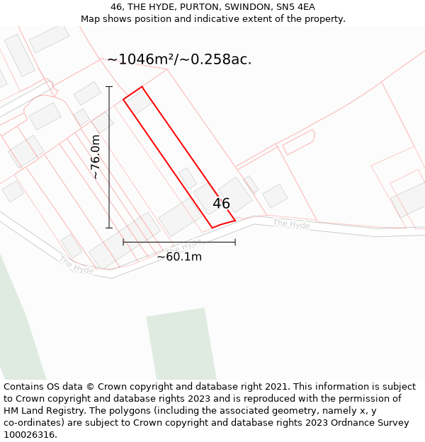 46, THE HYDE, PURTON, SWINDON, SN5 4EA: Plot and title map