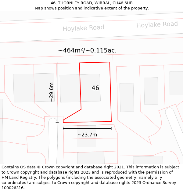 46, THORNLEY ROAD, WIRRAL, CH46 6HB: Plot and title map