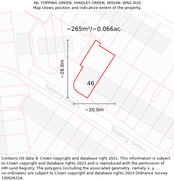 46, TOPPING GREEN, HINDLEY GREEN, WIGAN, WN2 4UG: Plot and title map