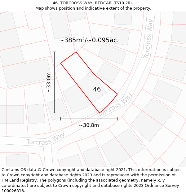 46, TORCROSS WAY, REDCAR, TS10 2RU: Plot and title map