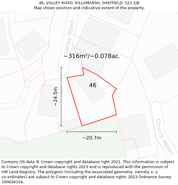 46, VALLEY ROAD, KILLAMARSH, SHEFFIELD, S21 1JB: Plot and title map