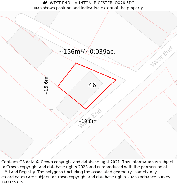 46, WEST END, LAUNTON, BICESTER, OX26 5DG: Plot and title map