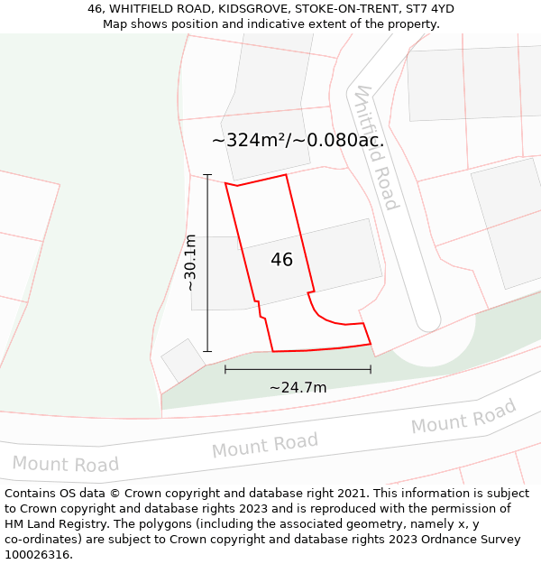 46, WHITFIELD ROAD, KIDSGROVE, STOKE-ON-TRENT, ST7 4YD: Plot and title map