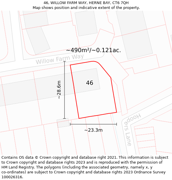 46, WILLOW FARM WAY, HERNE BAY, CT6 7QH: Plot and title map