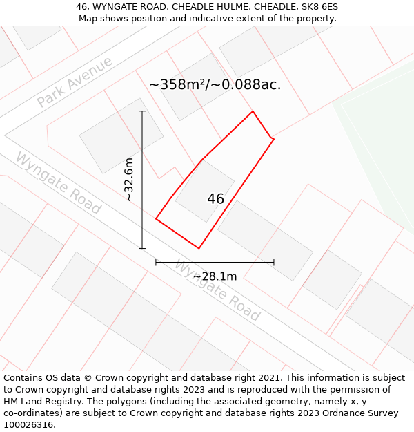 46, WYNGATE ROAD, CHEADLE HULME, CHEADLE, SK8 6ES: Plot and title map