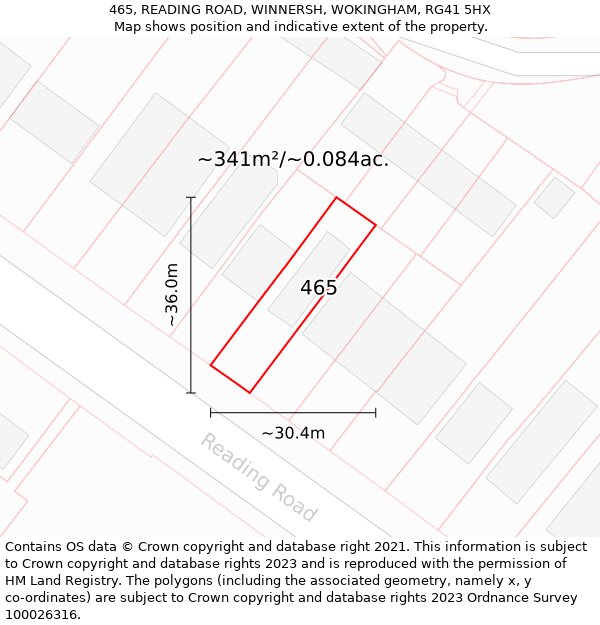 465, READING ROAD, WINNERSH, WOKINGHAM, RG41 5HX: Plot and title map