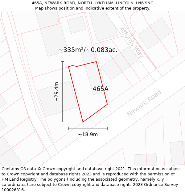 465A, NEWARK ROAD, NORTH HYKEHAM, LINCOLN, LN6 9NG: Plot and title map