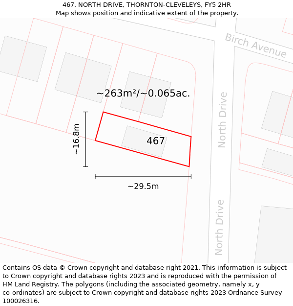 467, NORTH DRIVE, THORNTON-CLEVELEYS, FY5 2HR: Plot and title map