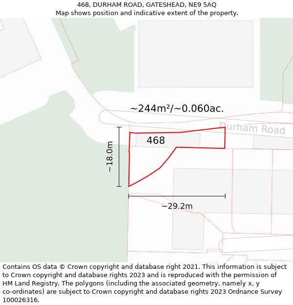 468, DURHAM ROAD, GATESHEAD, NE9 5AQ: Plot and title map