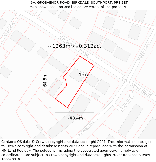 46A, GROSVENOR ROAD, BIRKDALE, SOUTHPORT, PR8 2ET: Plot and title map