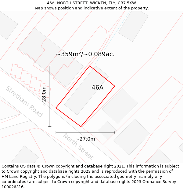 46A, NORTH STREET, WICKEN, ELY, CB7 5XW: Plot and title map