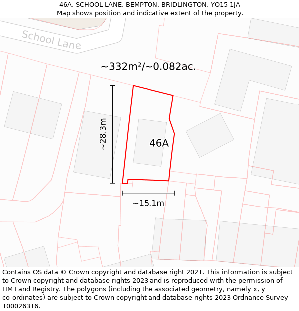 46A, SCHOOL LANE, BEMPTON, BRIDLINGTON, YO15 1JA: Plot and title map