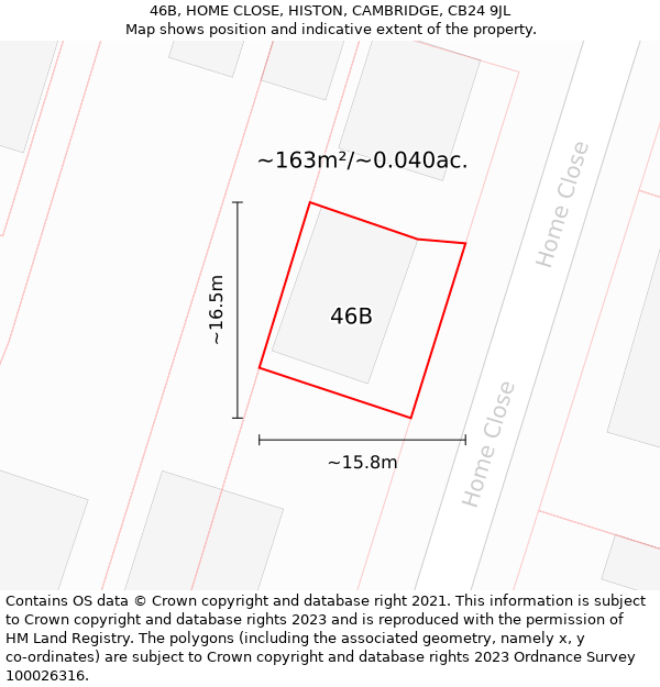 46B, HOME CLOSE, HISTON, CAMBRIDGE, CB24 9JL: Plot and title map