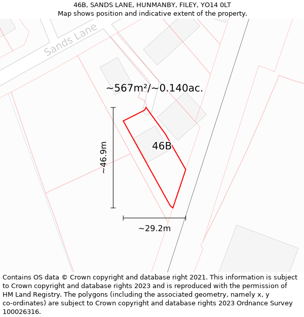 46B, SANDS LANE, HUNMANBY, FILEY, YO14 0LT: Plot and title map