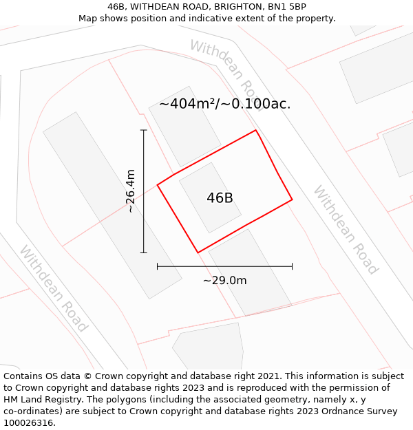 46B, WITHDEAN ROAD, BRIGHTON, BN1 5BP: Plot and title map