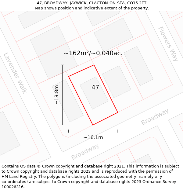 47, BROADWAY, JAYWICK, CLACTON-ON-SEA, CO15 2ET: Plot and title map