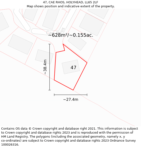 47, CAE RHOS, HOLYHEAD, LL65 2LF: Plot and title map