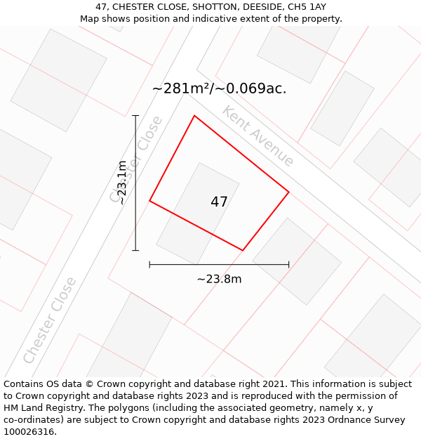 47, CHESTER CLOSE, SHOTTON, DEESIDE, CH5 1AY: Plot and title map