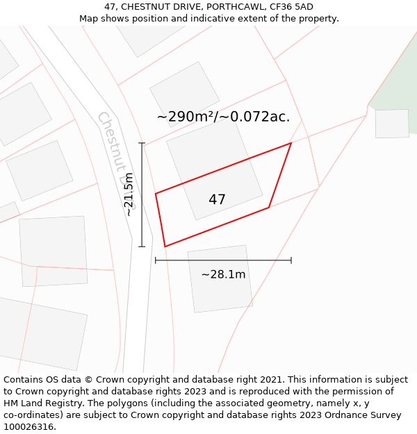 47, CHESTNUT DRIVE, PORTHCAWL, CF36 5AD: Plot and title map