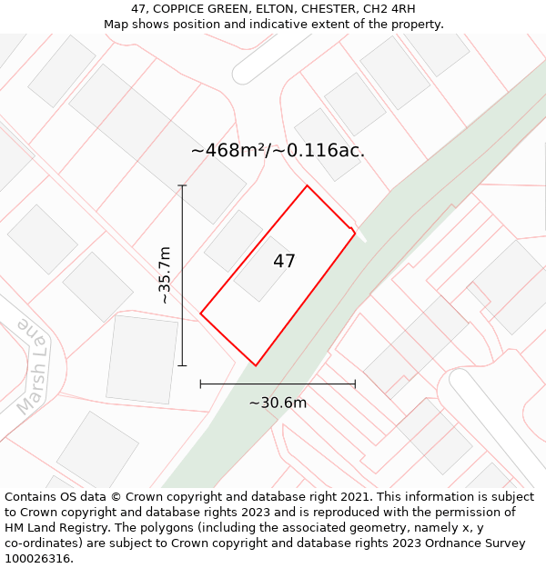 47, COPPICE GREEN, ELTON, CHESTER, CH2 4RH: Plot and title map