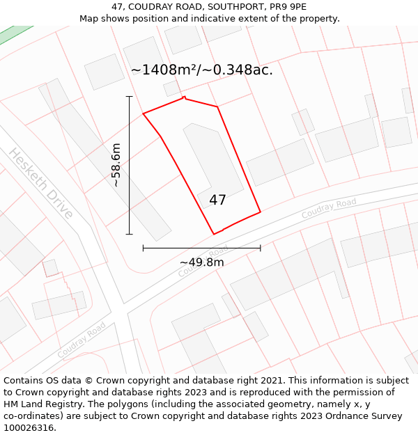 47, COUDRAY ROAD, SOUTHPORT, PR9 9PE: Plot and title map