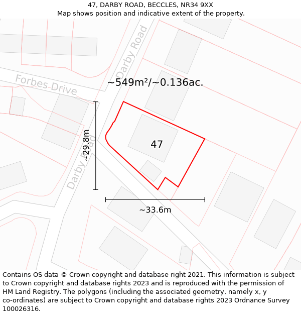 47, DARBY ROAD, BECCLES, NR34 9XX: Plot and title map