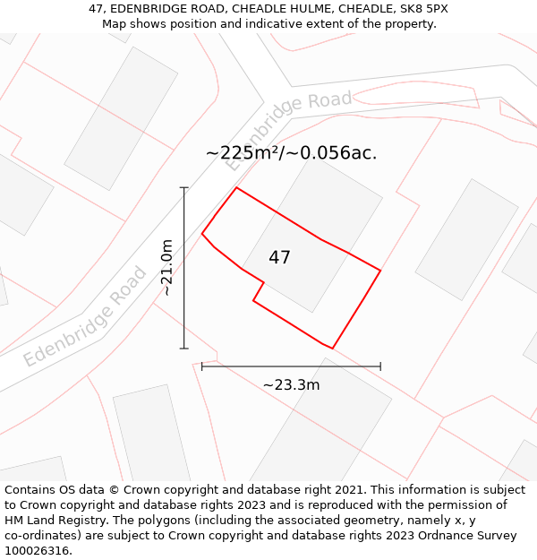 47, EDENBRIDGE ROAD, CHEADLE HULME, CHEADLE, SK8 5PX: Plot and title map