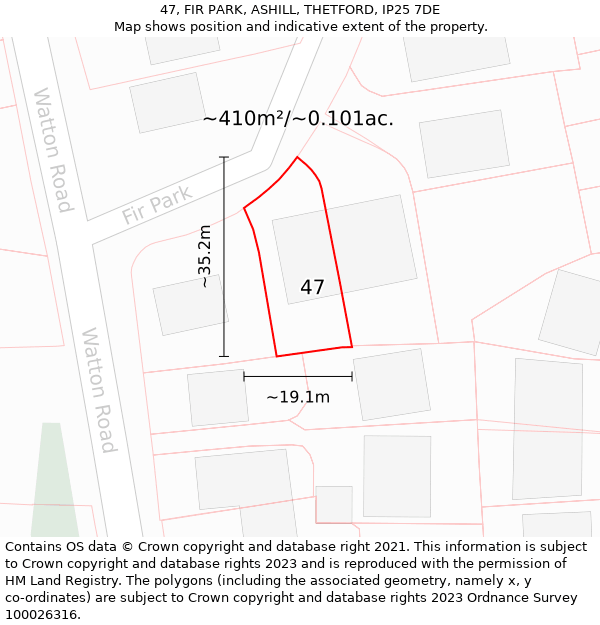 47, FIR PARK, ASHILL, THETFORD, IP25 7DE: Plot and title map