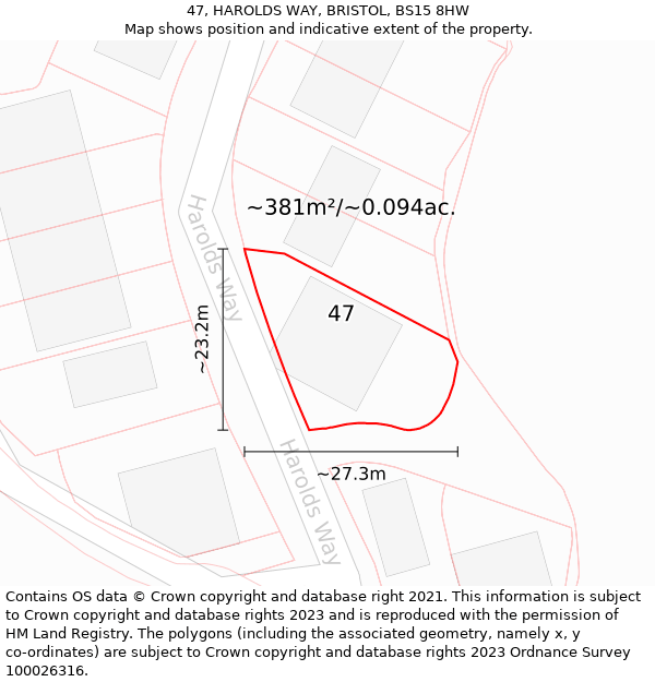 47, HAROLDS WAY, BRISTOL, BS15 8HW: Plot and title map