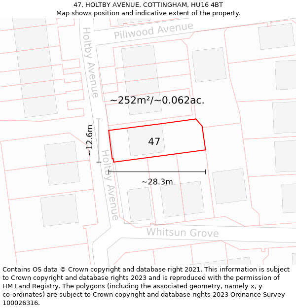 47, HOLTBY AVENUE, COTTINGHAM, HU16 4BT: Plot and title map