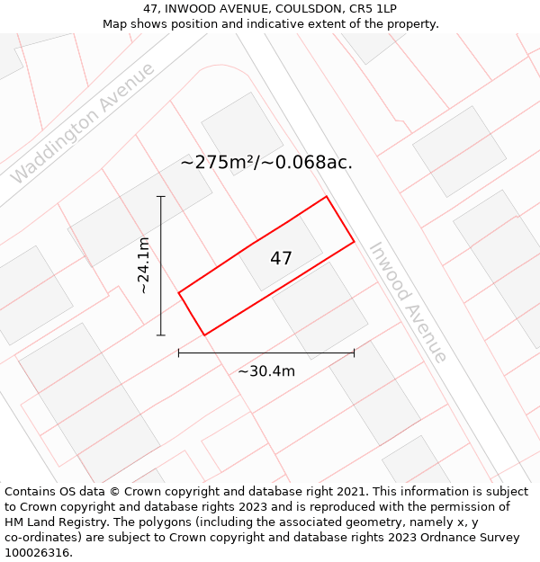 47, INWOOD AVENUE, COULSDON, CR5 1LP: Plot and title map