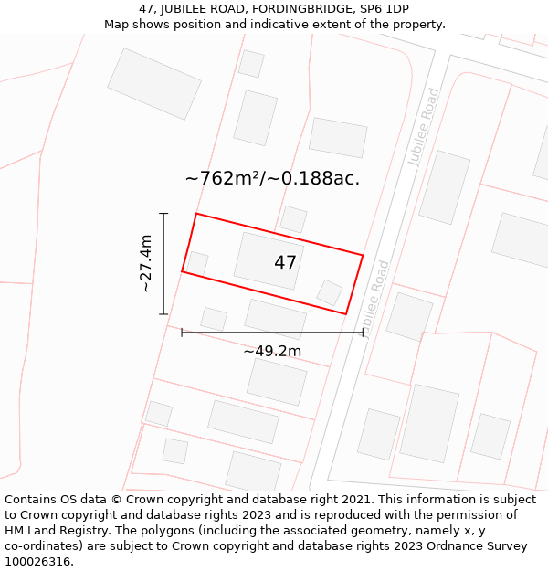 47, JUBILEE ROAD, FORDINGBRIDGE, SP6 1DP: Plot and title map
